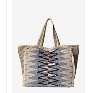 Sam Edelman- Circus large embellished tote geometric woven print fringed top-NWT